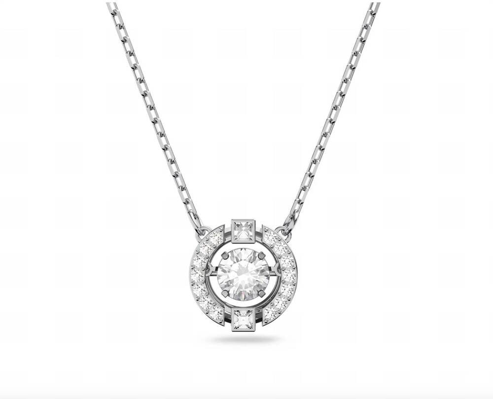 NEW SWAROVSKI women's una floating crystal pendant necklace in silver